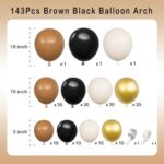 Deiiom Brown Black Balloons Arch Garland Kit-143Pcs Metallic Gold Balloon Sand White Balloon for Birthday?Anniversary?New Year?Baby Shower?Engagement,Christmas Party Decoration.