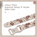 TreasureMax Designer Floral Engraved Band Compatible with Apple Watch Bands 40mm 38mm 41mm 42/45/49mm,Two-Tone Flower Soft Silicone Sport Strap for iWatch Series 9 Ultra SE 8 7 6 5 4 3 2 1 Girl Brown