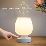 Touch Bedside Table Lamp – Modern Small Lamp for Bedroom Living Room Nightstand, Desk lamp with White Opal Glass Lamp Shade, Warm LED Bulb, 3 Way Dimmable, Simple Design Mother’s Day Gifts