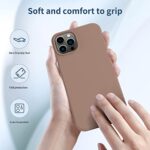FUNMIKO Compatible with iPhone 13 Pro Max Case with Screen Protector,Silky Liquid Silicone Case, Scratch Proof Soft Microfiber Lining,Slim Fit Shockproof Protective Phone Case 6.7″,Light Brown
