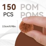 150 Pcs Pom Poms, 1 Inch Light Brown Craft Pom Poms, Fuzzy Pompom Puff Balls, Small Pom Pom Balls for DIY Arts, Crafts Projects, Easter, Birthday Home Decorations, Mother’s Day Gift