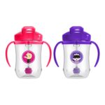 Dr. Brown’s Milestones Baby’s First Straw Cup, Training Cup with Weighted Straw, Pink & Purple, 2 Pack, 6m+