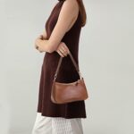 Clutch Tote Handbags with 2 Removable Straps and Zipper Closure Crossbody Bags Shoulder Purse Handbag for Women Brown