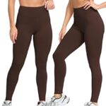 Natural Feelings High Waisted Leggings for Women Pack Ultra Soft Stretch Opaque Slim Yoga Pants Brown
