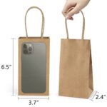 Poever Small Kraft Paper Bags 25 Pack Mini Brown Paper Bags 3.5×2.4×6.7 Small Gift Bags with Handles Bulk for Party Favor Small Business