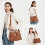 Marvolia Crossbody Bags for Women – Large Cross Body Bag PU Leather Shoulder Bag with Widened Strap Trendy Hobo Handbags for Work Travel Shopping – Brown