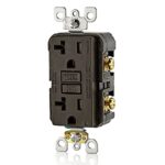 Leviton GFCI Outlet, 20 Amp, Self Test, Tamper-Resistant with LED Indicator Light, Protection from Electric Shock and Electrocution, GFTR2, Brown