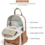 LOVEVOOK Laptop Backpack for Women, Fits 15.6 Inch Laptop Bag With USB Port, Fashion Water Resistant Backpacks College Teacher Nurse Stylishi Travel Bags Dayback for Work, Beige-Brown
