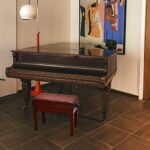 icefree Piano Bench Adjustable with Storage, Brown Piano Bench Cushions Leather & Solid Wood,Music Bench, Piano Stool