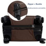 GANNEPIE Travel Luggage Cover Brown Printed with Pocket Suitcase Cover Fits 30-32 Inch