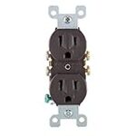 Leviton 5320 15 Amp, 125 Volt, Duplex Receptacle, Residential Grade, Grounding, All Screws Backed Out, Brown