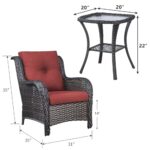 Rilyson Patio Furniture Chairs Outdoor Chair – 2 Piece Wicker Rattan Chairs Set with High Back and Deep Seating for Deck Porch Balcony Backyard Garden(Brown/Red)