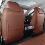 MeeKooMay Tundra Seat Cover Customized Fit 2014-2021 CrewMax/Double Cab Pickup Truck 14Pcs Nappa Leather Seat Cushion Protector Full Set (Brown)