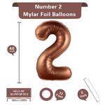 40 Inch Giant Coffee Brown Number 2 Balloon, Helium Mylar Foil Number Balloons for Birthday Party, 2nd Birthday Decorations for Kids, Anniversary Party Decorations Supplies (Coffee Brown Number 2)
