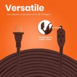 4 feet Brown Extension Cord, 3 Outlet 2 Prong 16 Gauge Cable, Indoor use, 3 Receptacle Cube Tap, Extension Cord – by Revpex