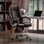 NEO CHAIR Office Chair Computer Desk Chair Gaming – Ergonomic High Back Cushion Lumbar Support with Wheels Comfortable Brown Leather Racing Seat Adjustable Swivel Rolling Home Executive