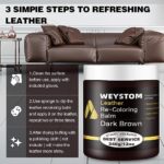 WEYSTOM Leather Recoloring Balm-Leather Repair Kit for Restore Couches, Car Seats, Clothing, Restore The Color to Scratched and Faded (Dark Brown)