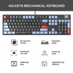 MageGee Mechanical Gaming Keyboard MK-Armor LED Blue Backlit and Wired USB 104 Keys Keyboard with Brown Switches, for Windows PC Laptop Game(Blue&Black)…