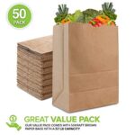 Stock Your Home 57 Lb Kraft Paper Bag (50 Count) Heavy Duty, Large Brown Paper Grocery Bags for Food Shopping, Recycling, Trash, Bulk Pack Size