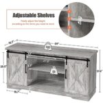 IDEALHOUSE TV Stand Farmhouse Entertainment Center for 65 Inch TV & Media Furniture, Rustic TV Stands with Storage and Barn Doors TV Console Table Under TV Cabinet for Living Room, Rustic Grey