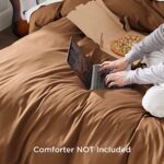 Bedsure Brown Duvet Cover Queen Size – Soft Double Brushed Duvet Cover for Kids with Zipper Closure, 3 Pieces, Includes 1 Duvet Cover (90″x90″) & 2 Pillow Shams, NO Comforter
