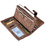 Women Vegan Leather Wallet Bifold Clutch Large Capacity Card Organizer Buckle Long Purse for Girls Candy Color (Coffee) …