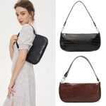 Small Shoulder Bags for Women Retro Classic Tote Purse Handbag Crocodile Pattern Clutch, Coffee