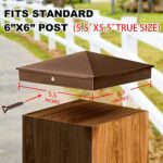 Dunzy 16 Pcs 6 x 6 Post Caps Aluminum Pyramid Post Cap Decorative Fence Post Covers Works Only for Actual 5.5 x 5.5” Wood Posts with Screws for Corridors Decks Mailbox Pole (Brown)