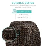 Best Choice Products Vintage Multipurpose Hyacinth Storage Basket, Plant Décor, Handwoven Organizer Tote for Bedroom, Living Room, Bathroom, w/Lid – Brown