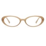 JOVAKIT Oval Blue Light Blocking Glasses for Women Men Vintage Fashion Small 90s Retro Oval Frame Style Eyeglasses (Brown)
