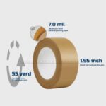 Lichamp Brown Packing Tape, Kraft Paper Tape Brown Gummed Tape for Packing Boxes, Shipping Cardboard and Carton Sealing, 2 inch x 55 Yard x 7 mil, B201BN