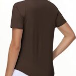 THE GYM PEOPLE Women’s Workout Short Sleeve Breathable T-Shirts Athletic Yoga Tee Tops Brown