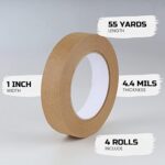 Lichamp 4 Pack Brown Painters Tape 1 inch, Brown Masking Tape 1 inch x 55 Yards x 4 Rolls (220 Total Yards)