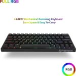 Ractous RTK63B 60% Wireless Mechanical Gaming Keyboard,RGB Blacklit PBT keycaps Type-C 63keys Bluetooth5.1/Wireless/Wried Gaming Keyboard for PC/Mac Gamers,Hot-Swap Optical Brown Switch-Black
