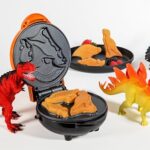 Nostalgia MyMini Dinosaurs Shape Electric Waffle Maker, 5-Inch Non-Stick Griddle for Waffles, Hash Browns, Eggs, and More, Orange