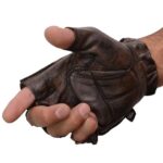 Milwaukee Leather MG7561 Men’s Brown Leather Gel Padded Palm Fingerless Motorcycle Hand Gloves Made W/ ‘Naked Leather’ – Large