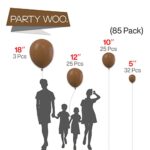PartyWoo Coffee Brown Balloons, 85 pcs Boho Brown Balloons Different Sizes Pack of 18 Inch 12 Inch 10 Inch 5 Inch Brown Balloons for Balloon Garland or Balloon Arch as Party Decorations, Brown-F09