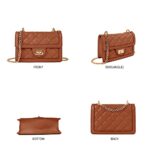 SG SUGU Small Quilted Crossbody Bag, Trendy Designer Shoulder Bag, Phone Wallet Purse for Women (Tan)