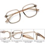 SOJOS Square Blue Light Blocking Glasses Oversized for Women TR90 Frame Filter SJ5081 (C6 Crystal Brown Frame, Anti-Blue Light Lens)