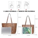 Montana West Tote Bag for Women Vegan Leather Purse and Handbags Set Embossed Collection Purse 2Pcs Set Brown MWC2-G052BR