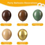 Sage Green Brown Beige Balloons, 12 Inch 60PCS Metallic Gold Balloons Olive Green Gold Nude Coffee Party Balloon for Jungle Safari Woodland Baby Shower Engagement Birthday Decorations