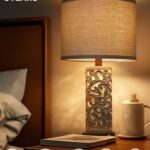 OYEARS 3-Way Dimmable 22” USB A+C Touch Control Table Lamp Set of 2 with Nightlight for Living Room Bedroom Farmhouse Bedside Nightstand Lamps (Brown,2 Bulbs and 2 Built-in LED Beads Included)