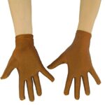 Ensnovo Adult Wrist Length Spandex Full Finger Stretchy Short Gloves Brown M