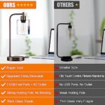 Industrial Touch Table Lamps Set of 2 – Bedside Lamps with 2 USB Ports & AC Outlet, 3-Way Dimmable Nightstand Desk Lamp for Bedroom Living Room, Glass Shade & 2 LED Bulbs Included – Oil-Rubbed Bronze
