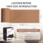 Leather Repair Patch Tape, Light Brown 3 x 61 Inches Self Adhesive Leather Repair Kit for Furniture, Car Seat,Vinyl Leather Repair Kit for Office Chairs, Couch, Sofa, Luggage