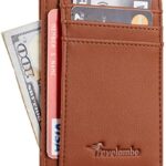 Travelambo Front Pocket Minimalist Leather Slim Wallet RFID Blocking Medium Size(VP Brown)