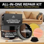 Leather Recoloring Balm with Mink, Dark Brown Leather Paint, Leather Couch Repair Kit, Leather Repair Kit for Furniture, Leather Restorer for Couches, Leather Dye for Furniture, Mink Oil for Leather