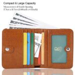 FUNTOR Leather Wallet for Women, Ladies Small Compact Bifold Pocket RFID Blocking Wallet for Women, Waxed Brown