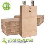 Stock Your Home 20 Lb Kraft Big Brown Paper Bags (100 Count) – Bulk Disposable Liquor Bottle Sacks, Extra Large Size Blank Bag, Good for Big Lunch, Grocery Food Shopping, and Arts & Crafts Projects