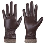 REDESS Winter Leather Gloves for Women, Wool Fleece Lined Warm Gloves, Touchscreen Texting Thick Thermal Snow Driving Gloves